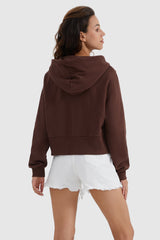 Orolay-Drawstring Hooded Cropped Sweatshirt-#color_Nuthatch