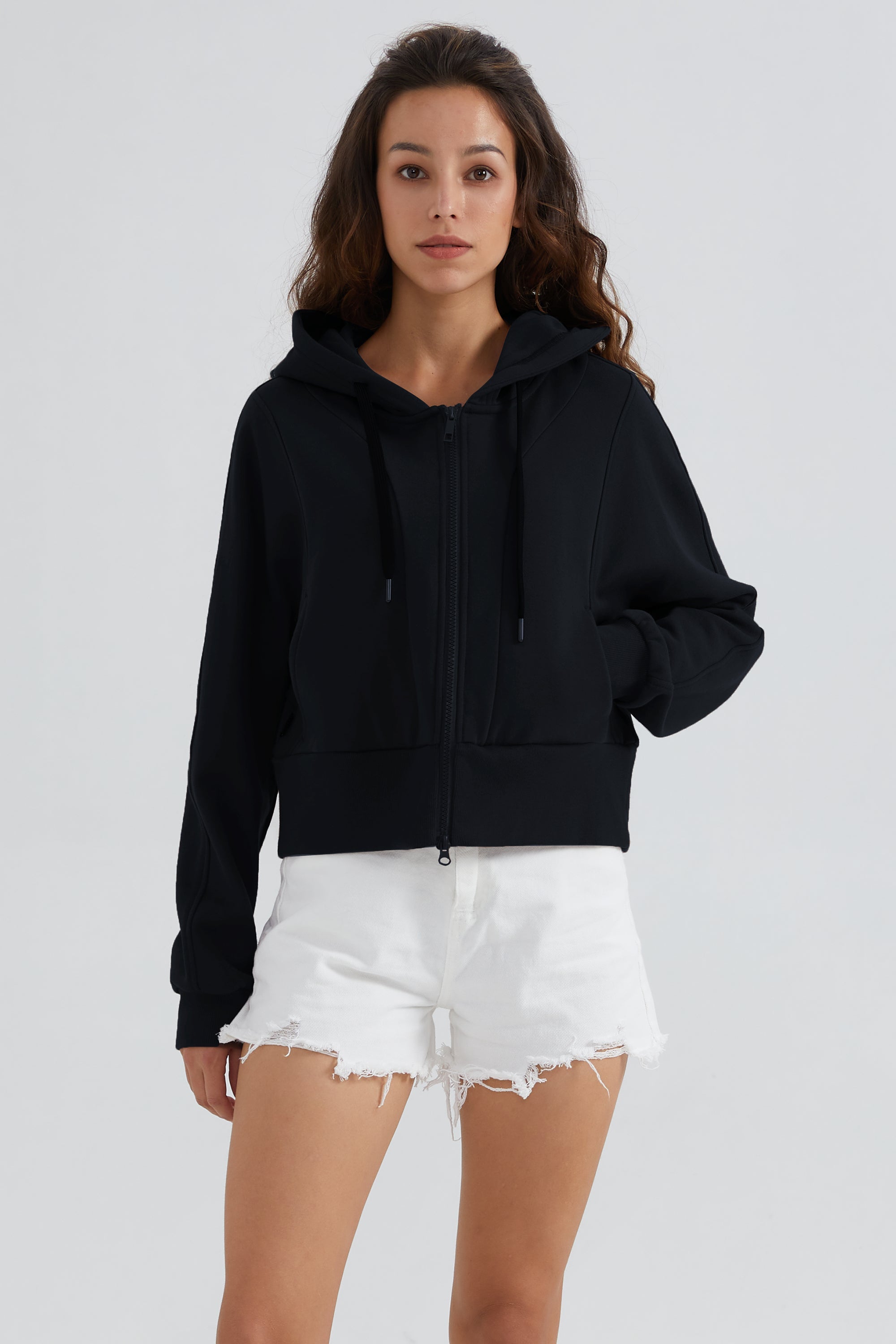 Orolay-Drawstring Hooded Cropped Sweatshirt-#color_Night Sky