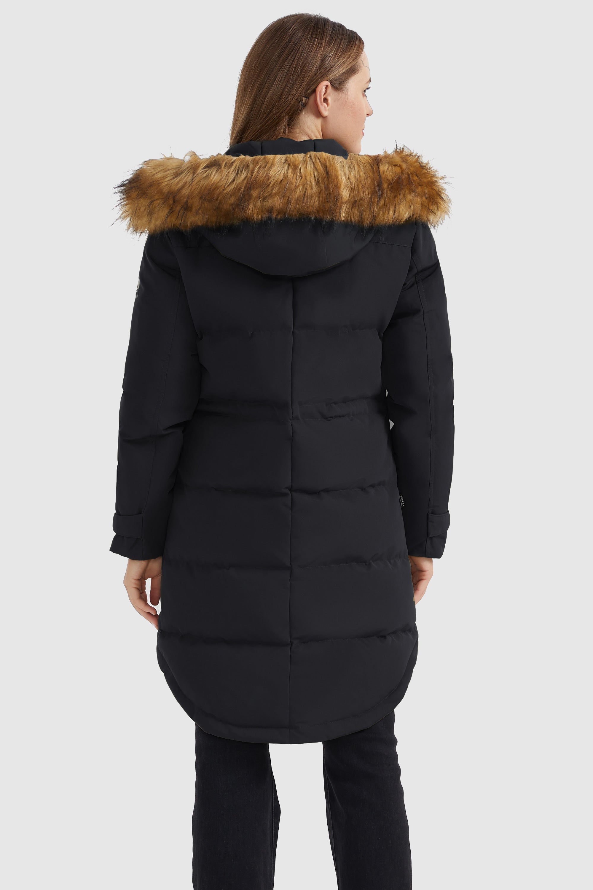 Orolay-Drawstring Hooded Thickened Down Coat-#color_Black