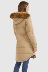 Orolay-Drawstring Hooded Thickened Down Coat-#color_Sand