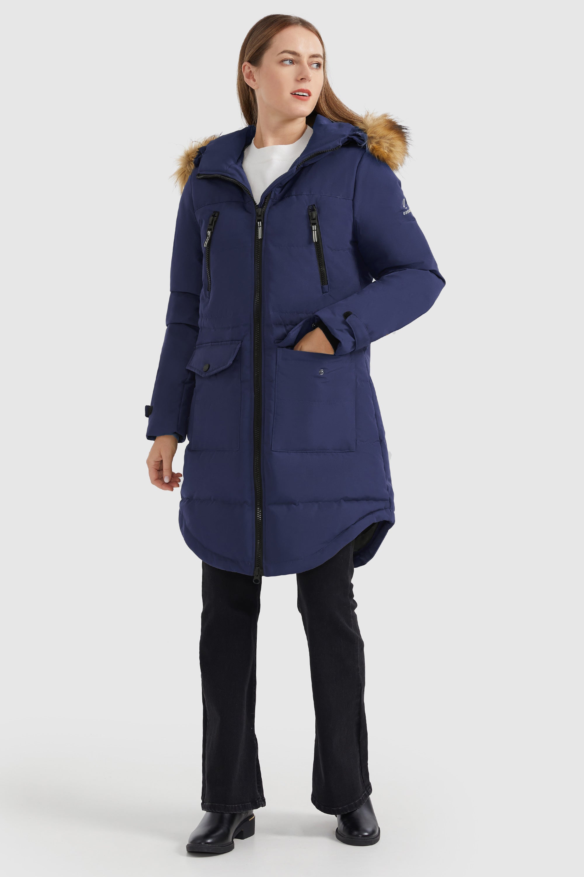 Orolay-Drawstring Hooded Thickened Down Coat-#color_Beacon Blue