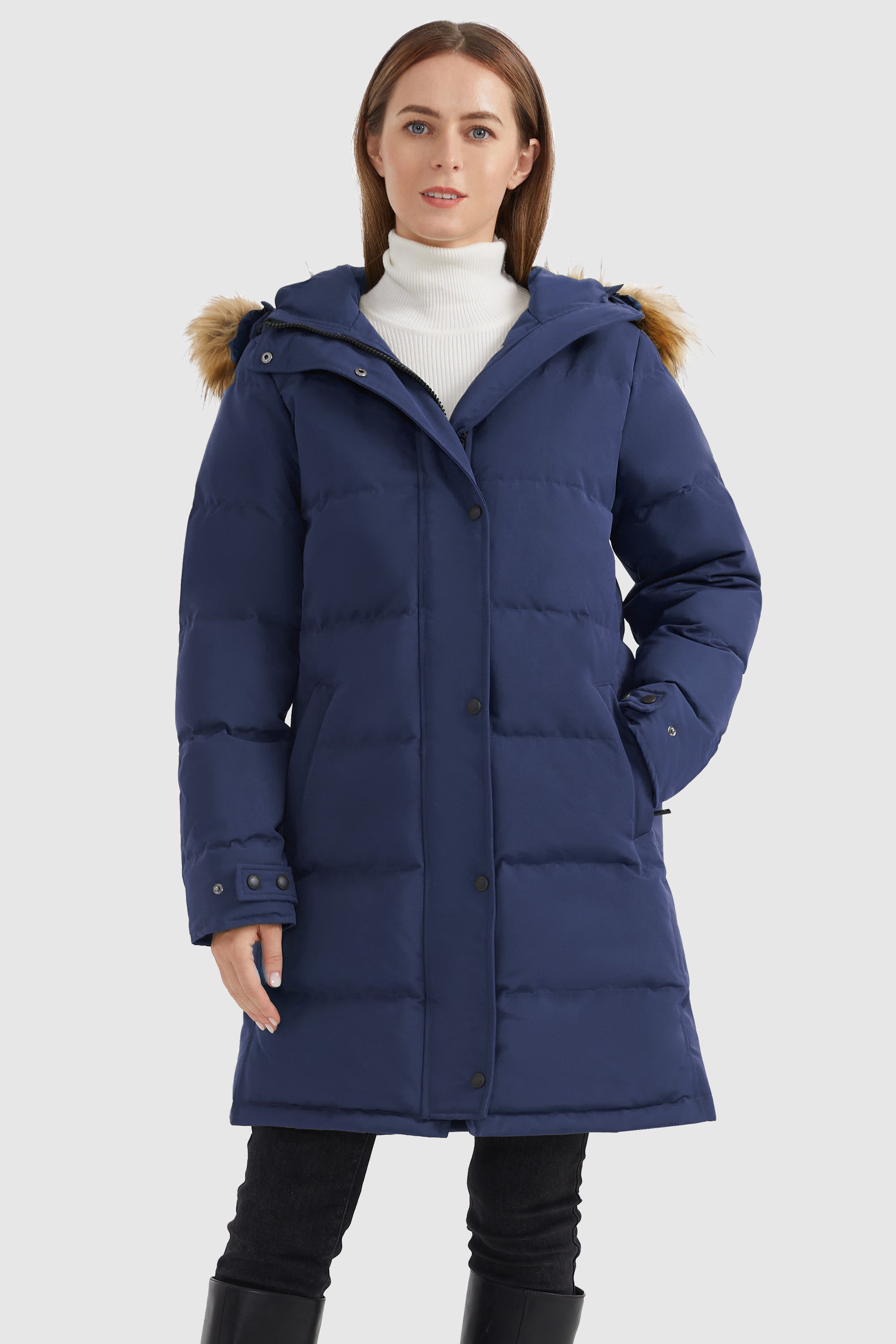 Orolay-Drawstring Hooded Thickened Puffer Down Coat-#color_Beacon Blue