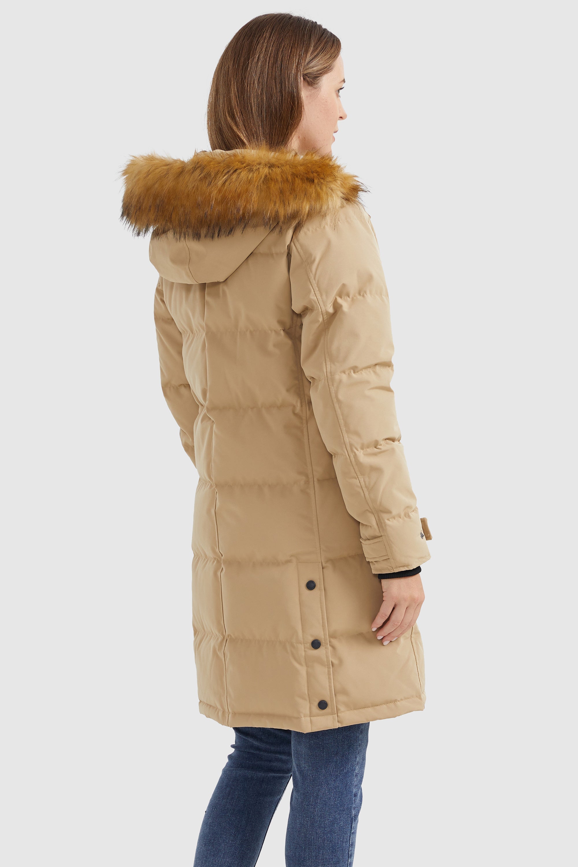 Orolay-Drawstring Hooded Thickened Puffer Down Coat-#color_Sand