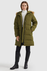 Orolay-Drawstring Hooded Thickened Puffer Down Coat-#color_Fir Green