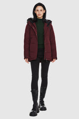 Orolay-Faux Fur Hooded Mountain Parka-#color_Syrah