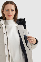 Orolay-Faux Fur Hooded Mountain Parka-#color_White