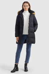 Orolay-Faux Fur Hooded Winter Puffer Coat-#color_Black