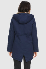 Orolay-Faux Fur Lined Military Fleece Parka-#color_Beacon Blue