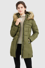 Orolay-Faux Fur Qulited Puffer Down Jacket-#color_Peat Moss