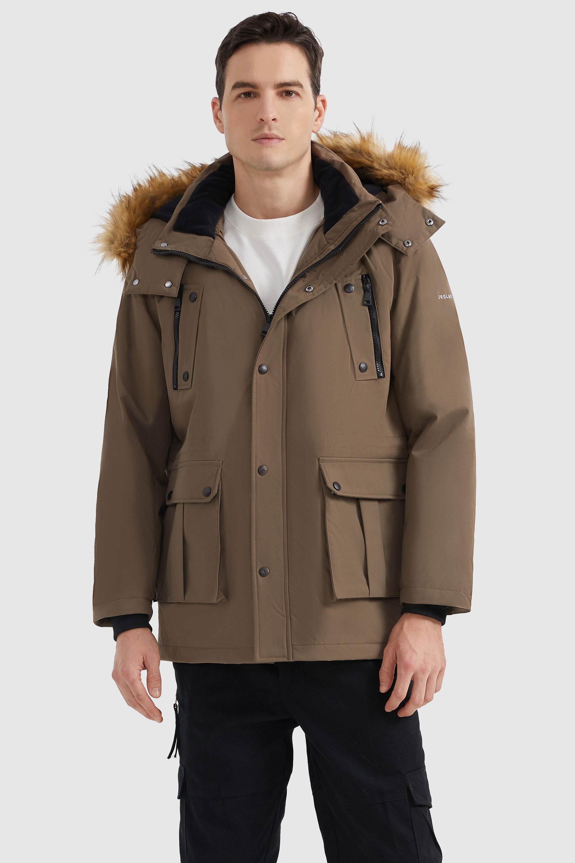 Orolay-Faux Fur Thicken Outwear Jacket-#color_Sepia