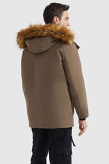 Orolay-Faux Fur Thicken Outwear Jacket-#color_Sepia