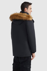 Orolay-Faux Fur Thicken Outwear Jacket-#color_Black