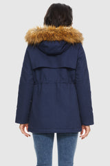 Orolay-Faux Fur Thickened Hooded Parka Jacket-#color_Beacon Blue