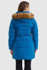 Orolay-Faux Fur Trim Hood Winter Down Jacket-#color_Directoire Blue