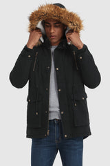 Orolay-Faux Fur Winter Parka Jacket- #color_black