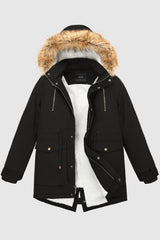 Orolay-Faux Fur Winter Parka Jacket- #color_black