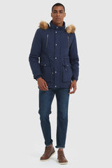 Orolay-Faux Fur Winter Parka Jacket- #color_True Blue