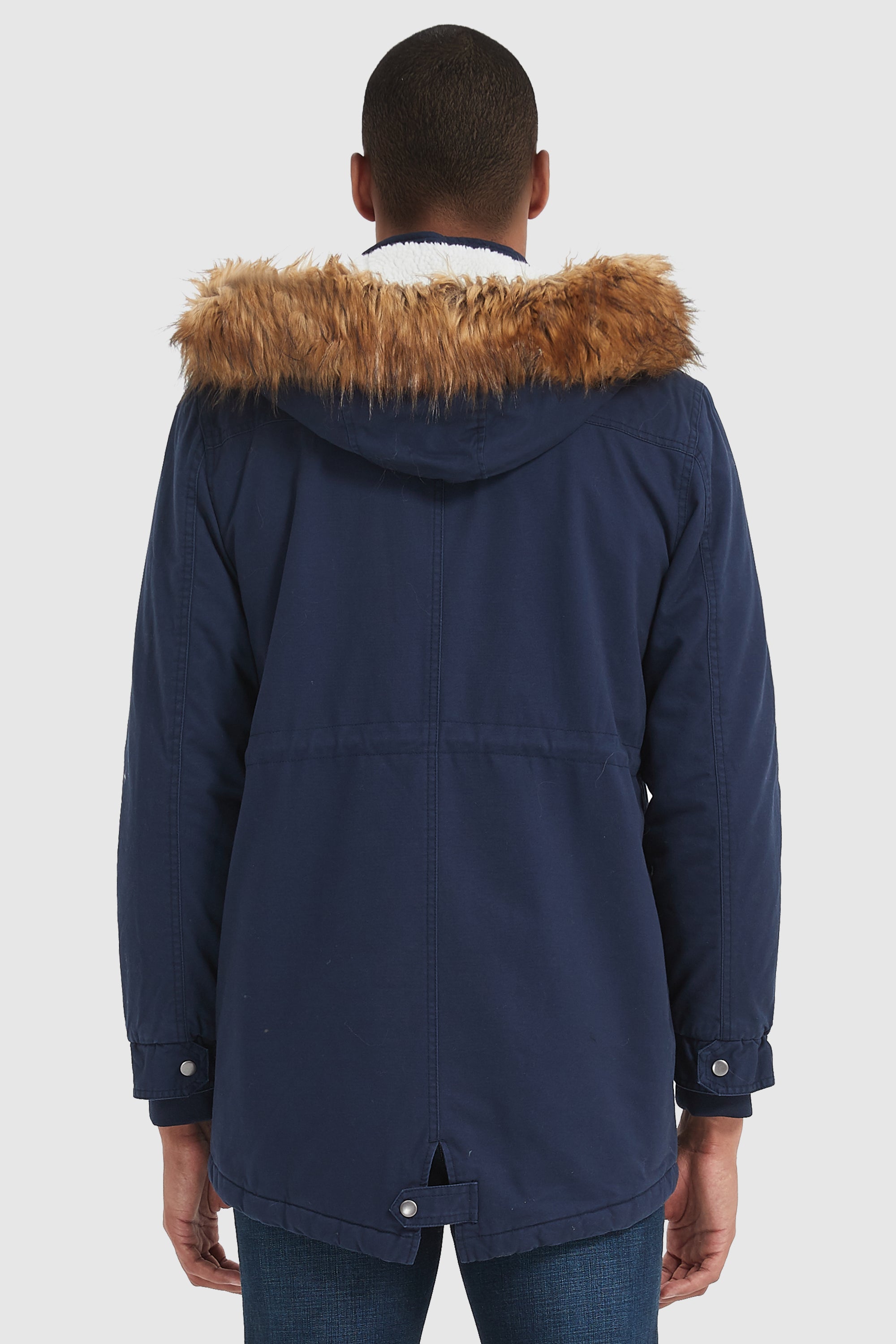 Orolay-Faux Fur Winter Parka Jacket- #color_True Blue