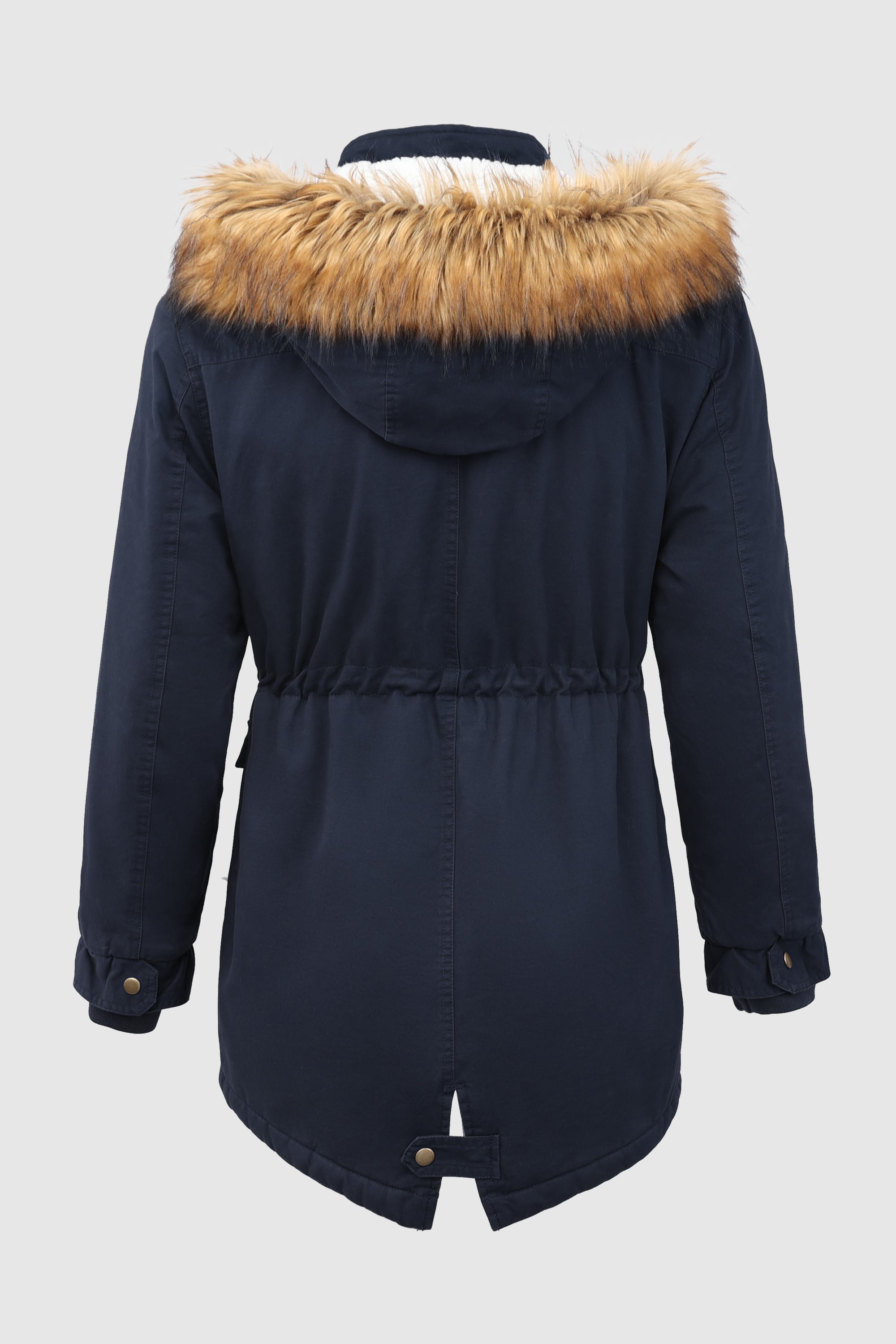 Orolay-Faux Fur Winter Parka Jacket- #color_True Blue