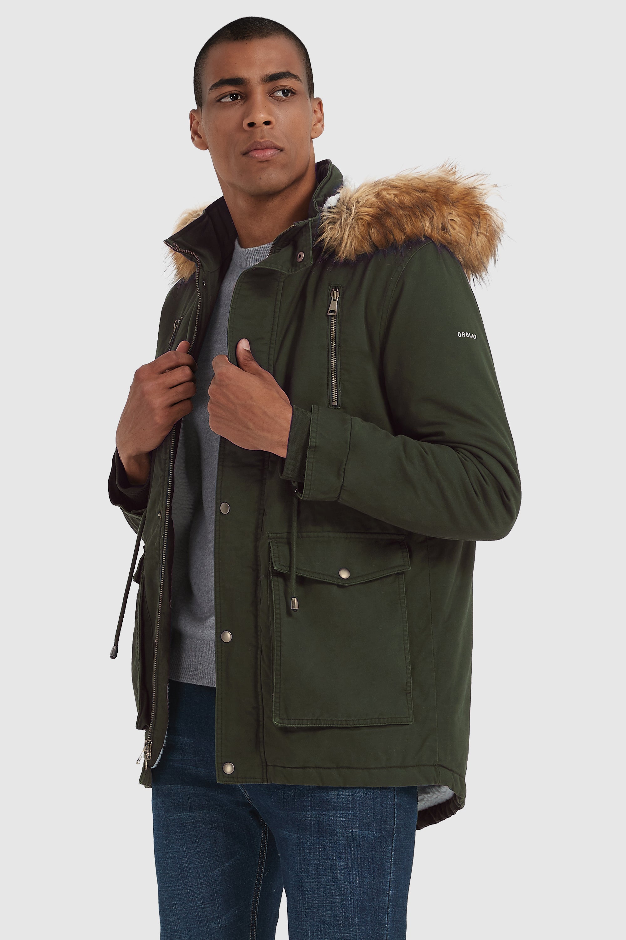 Orolay-Faux Fur Winter Parka Jacket- #color_Sea Turtle