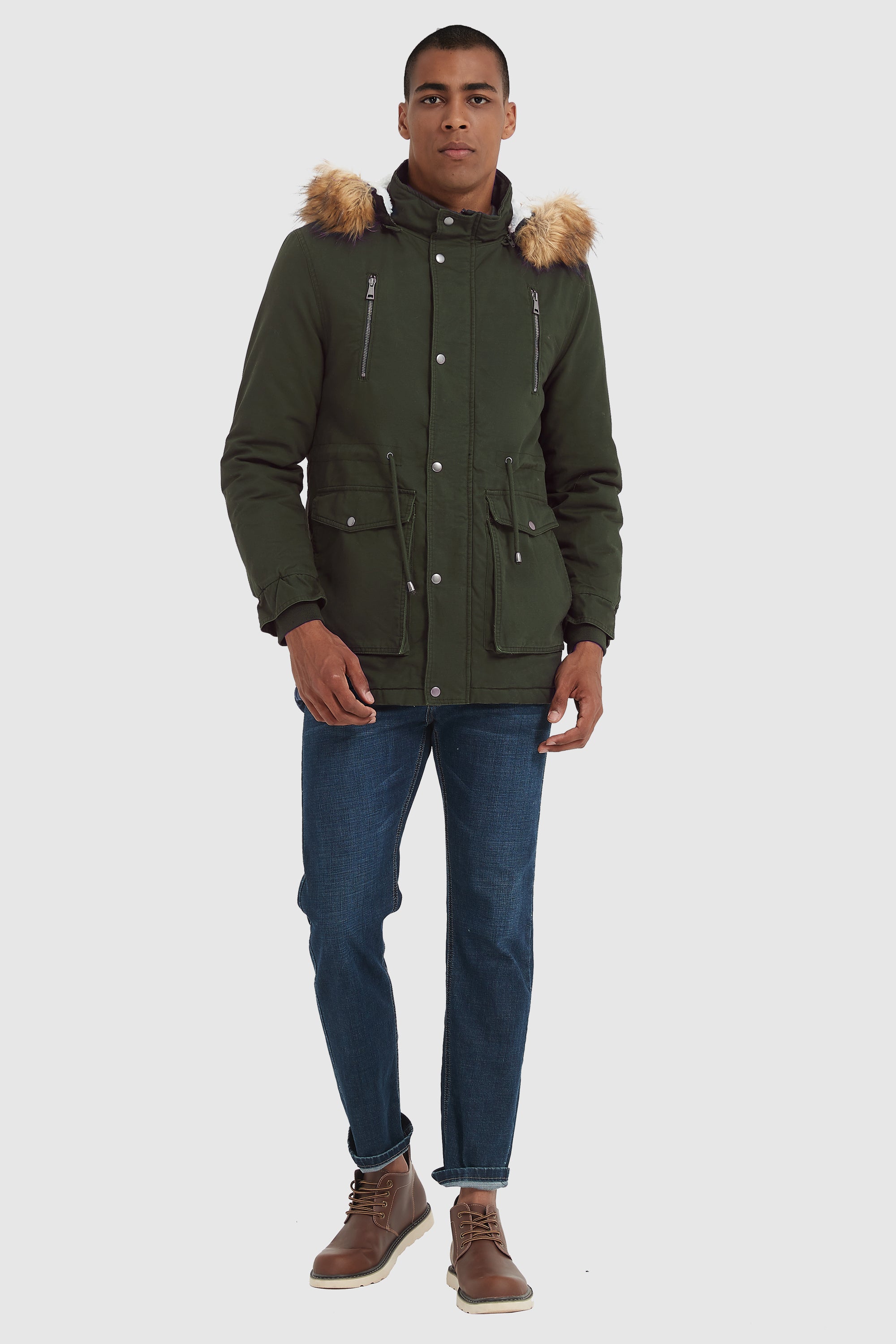 Orolay-Faux Fur Winter Parka Jacket- #color_Sea Turtle