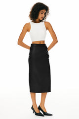 Orolay-Faux Leather Pencil Skirts-Image 1 of Faux Leather Pencil Skirts from Orolay - #color_black