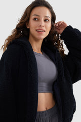 Orolay-Fleece Cropped Drop Shoulder Coat-#color_Night Sky