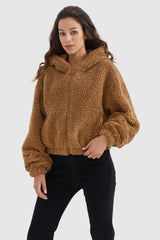 Orolay-Fleece Cropped Drop Shoulder Coat-#color_Nuthatch