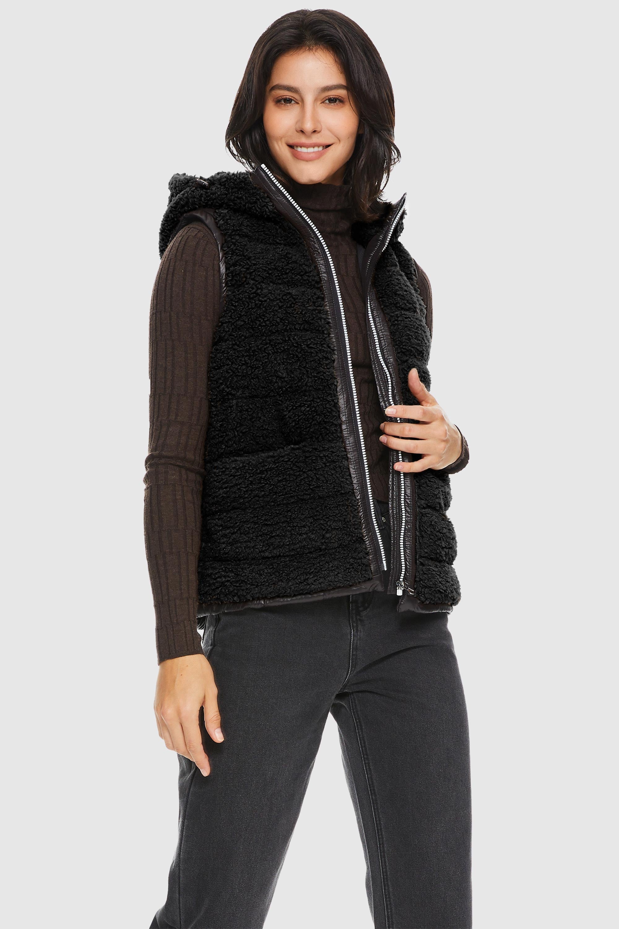 Orolay-Fleece Down Vest-#color_Black