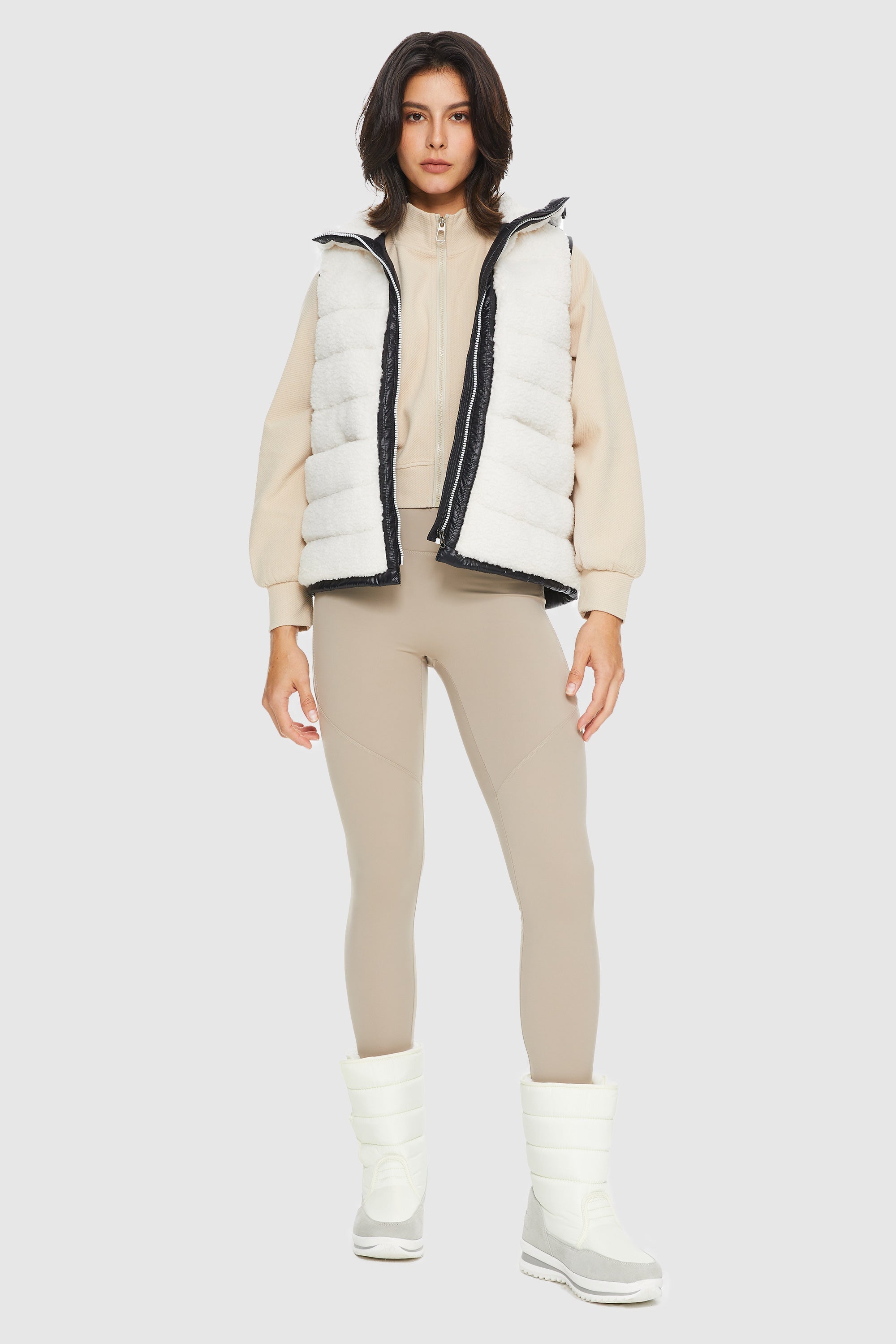 Orolay-Fleece Down Vest-#color_White