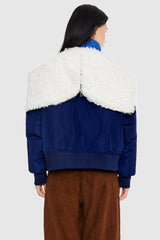 Orolay-Fleece Lined Bomber Jacket-#color_Bluing