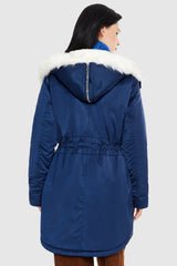 Orolay-Fleece Lined Hooded Winter Parka-#color_True Blue