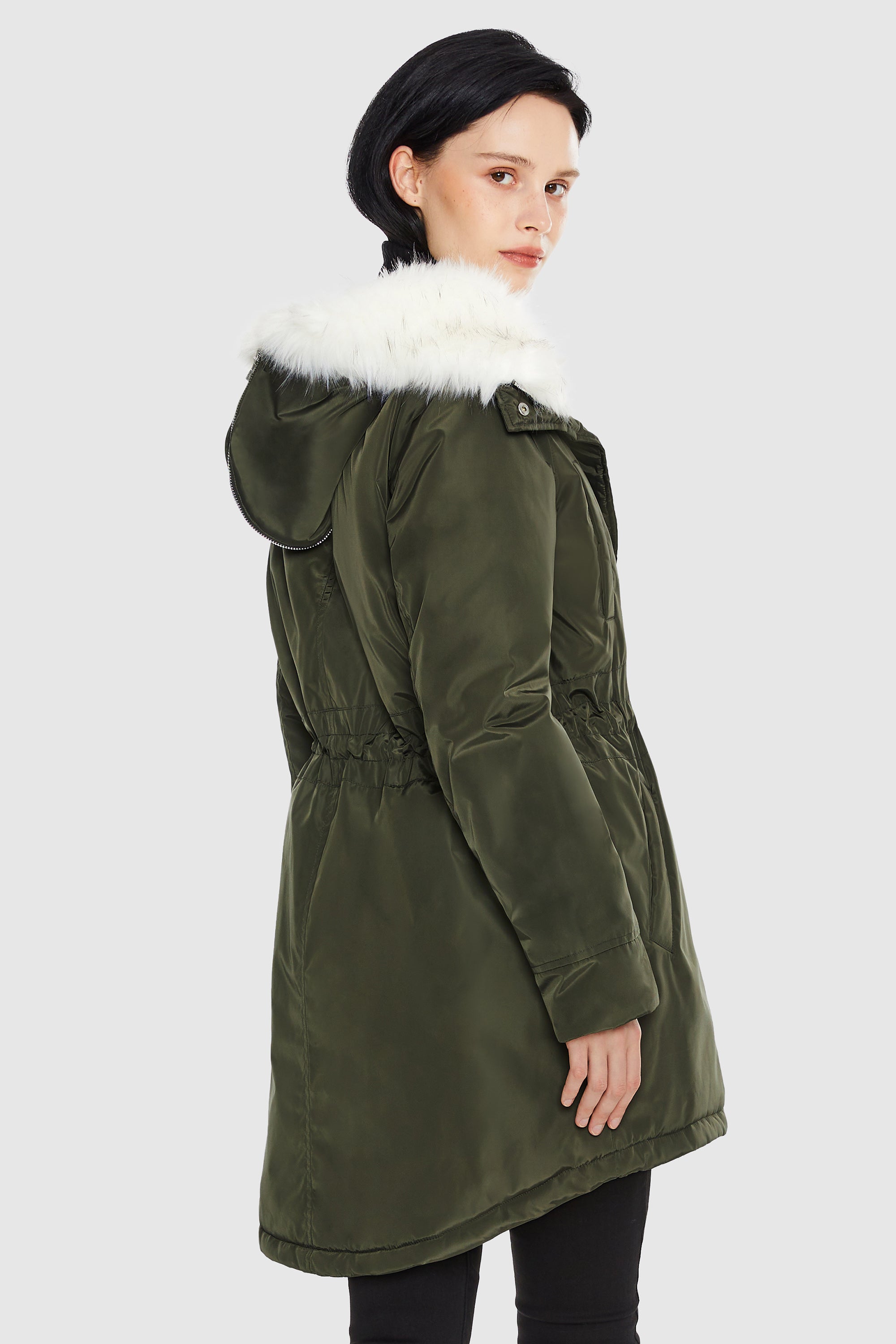 Orolay-Fleece Lined Hooded Winter Parka-#color_Rosin