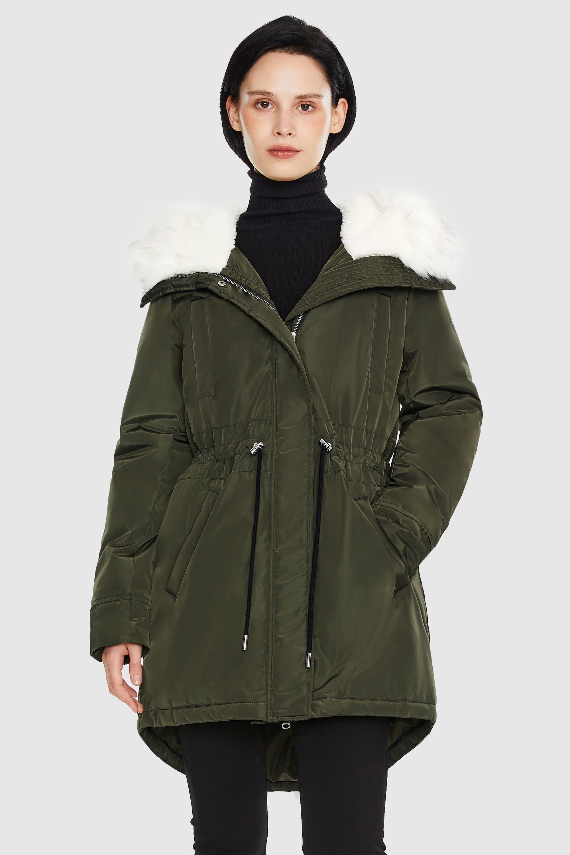 Orolay-Fleece Lined Hooded Winter Parka-#color_Rosin