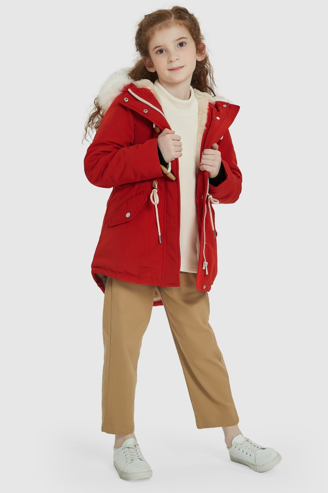 Orolay-Fleece Lined Winter Coat with Hood-Fleece Lined Winter Coat with Hood - Orolay, #color_Racing Red