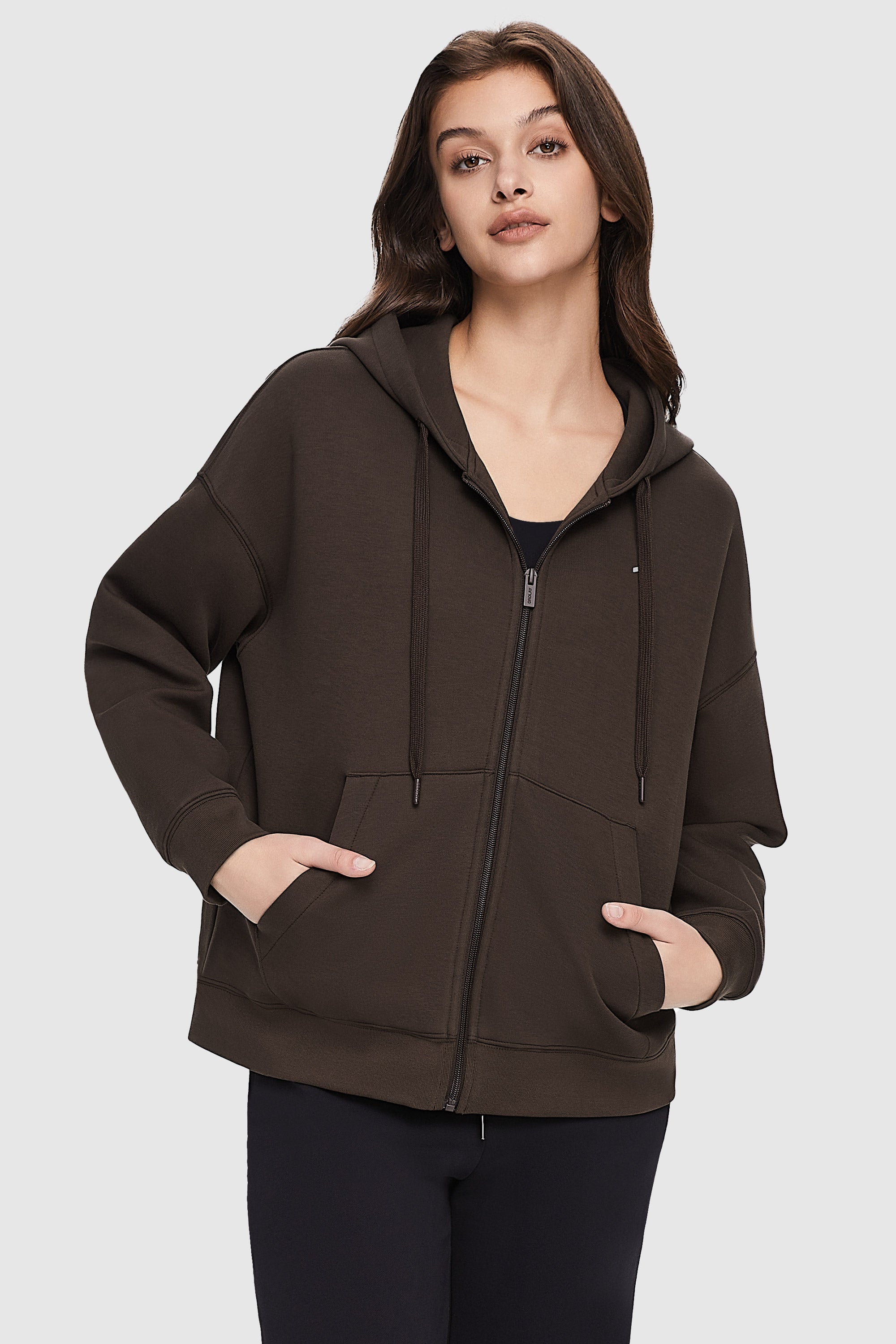 Orolay-Full-Zip Athletic Hoodie-Image 2 of Full-Zip Athletic Hoodie - #color_Emperador