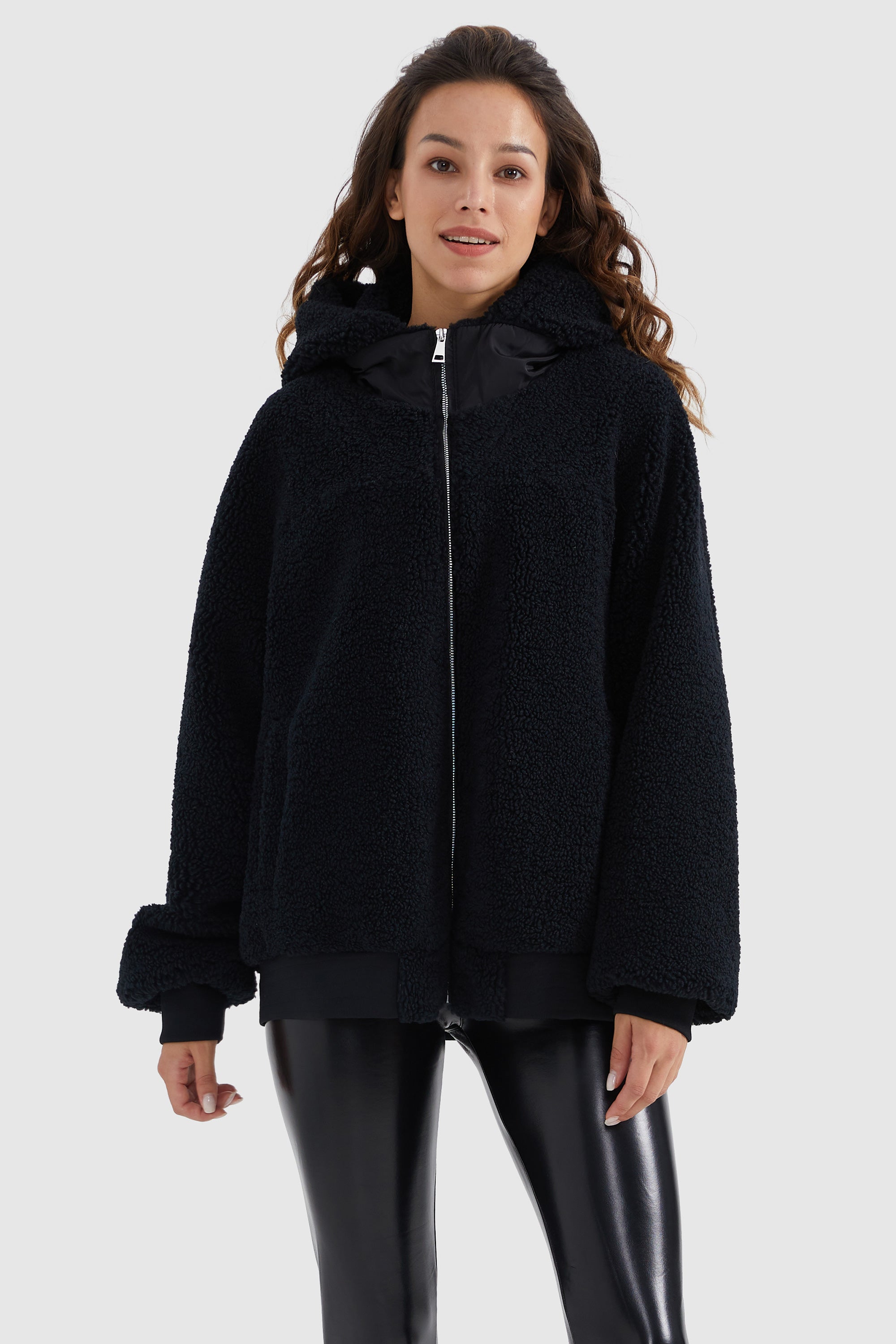 Orolay-Full-Zip Oversized Sherpa Fleece Jacket-#color_Night Sky