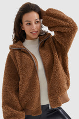 Orolay-Full-Zip Oversized Sherpa Fleece Jacket-#color_Nuthatch