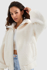 Orolay-Full-Zip Oversized Sherpa Fleece Jacket-#color_Tofu