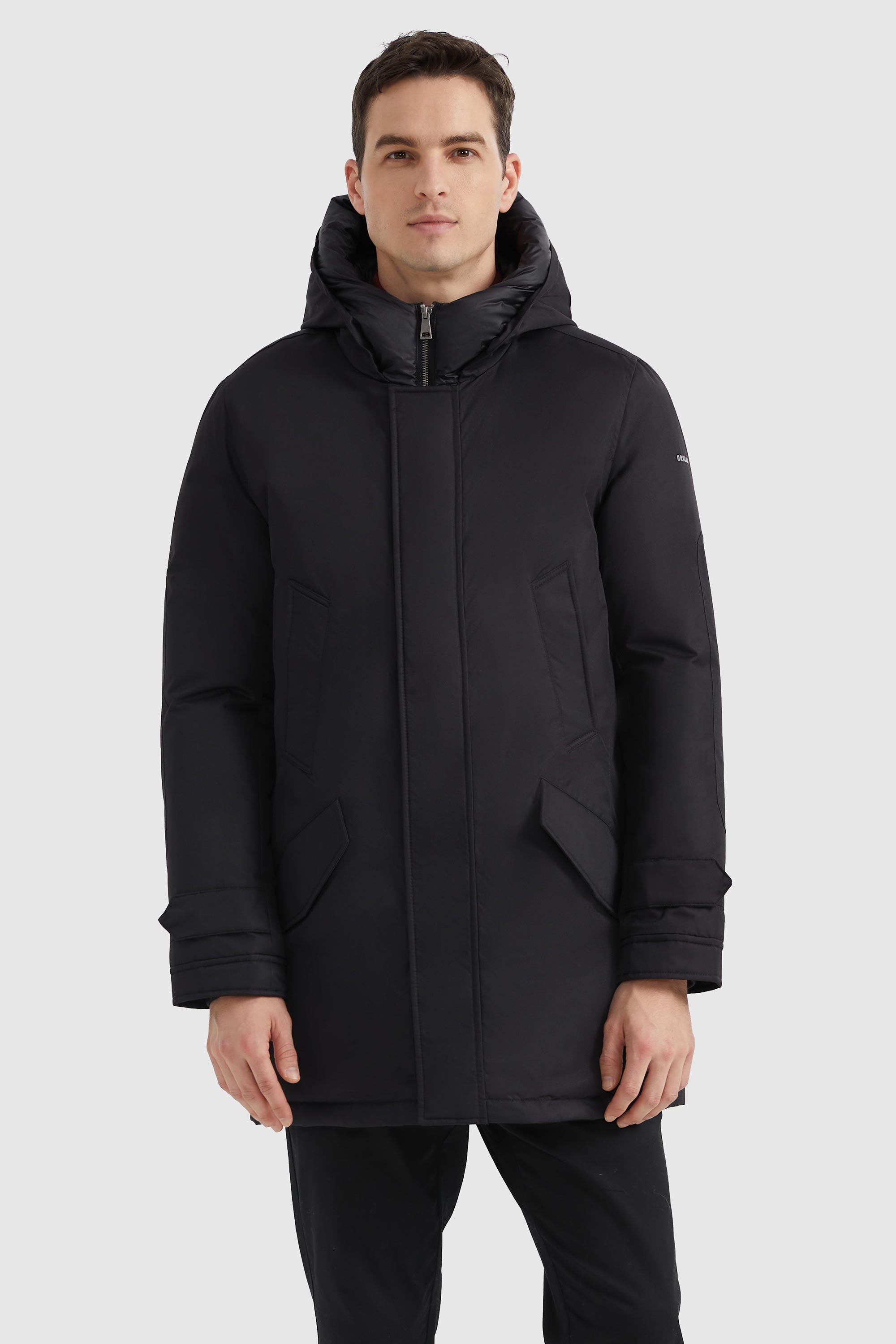 Orolay-Full-coverage Hooded Puffer Jacket-#color_Black