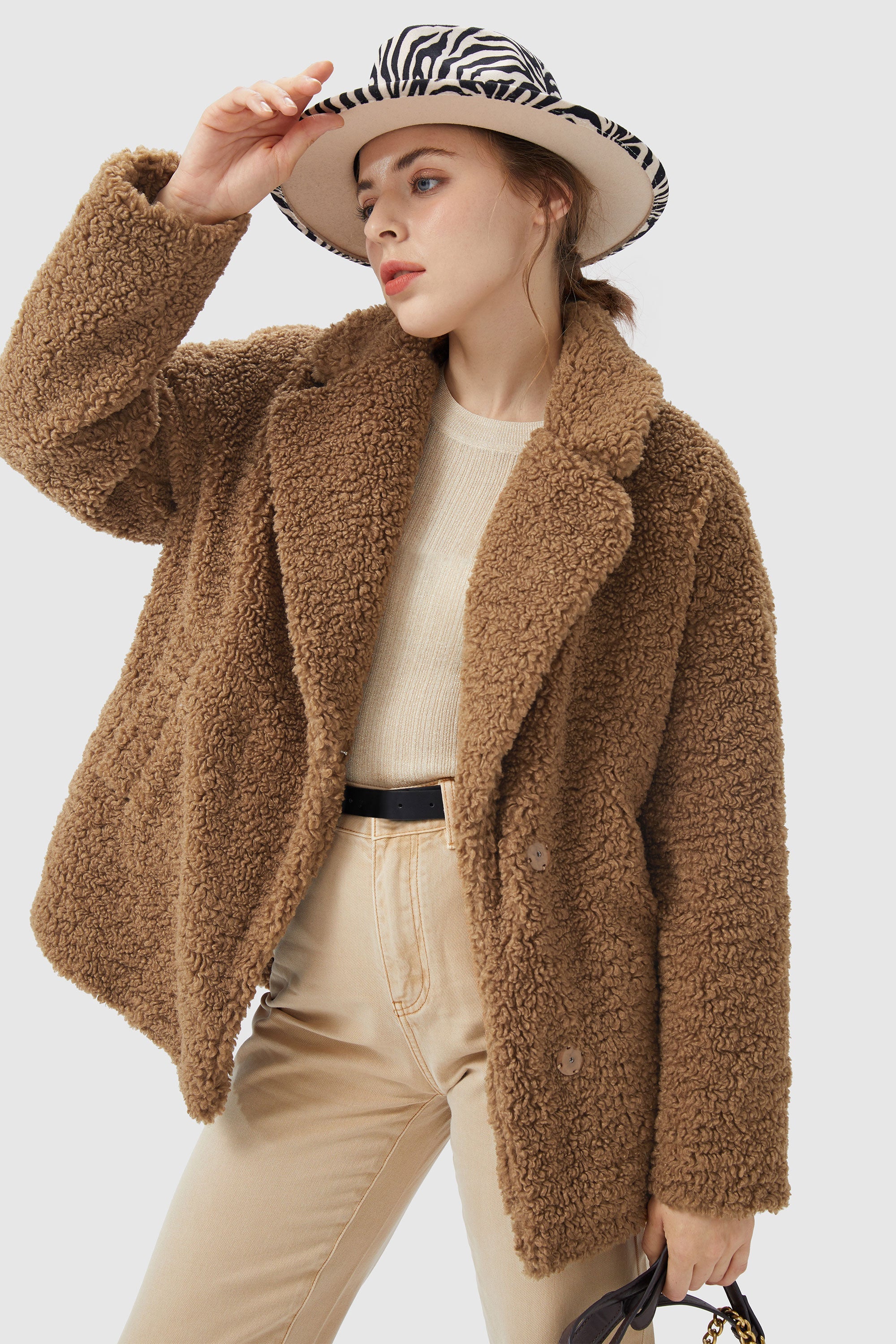 Orolay-Fuzzy Fleece Lapel Down Coat-#color_Nuthatch