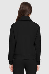 Orolay-Half-Zip Cropped Sweatshirt-Half - Zip Cropped Sweatshirt - Orolay, #color_Black