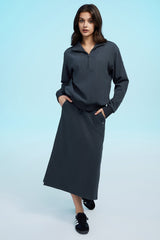 Orolay-Half Zip High Neck Sweatshirt-Image 5 of Half Zip High Neck Sweatshirt - #color_Odyssey Gray