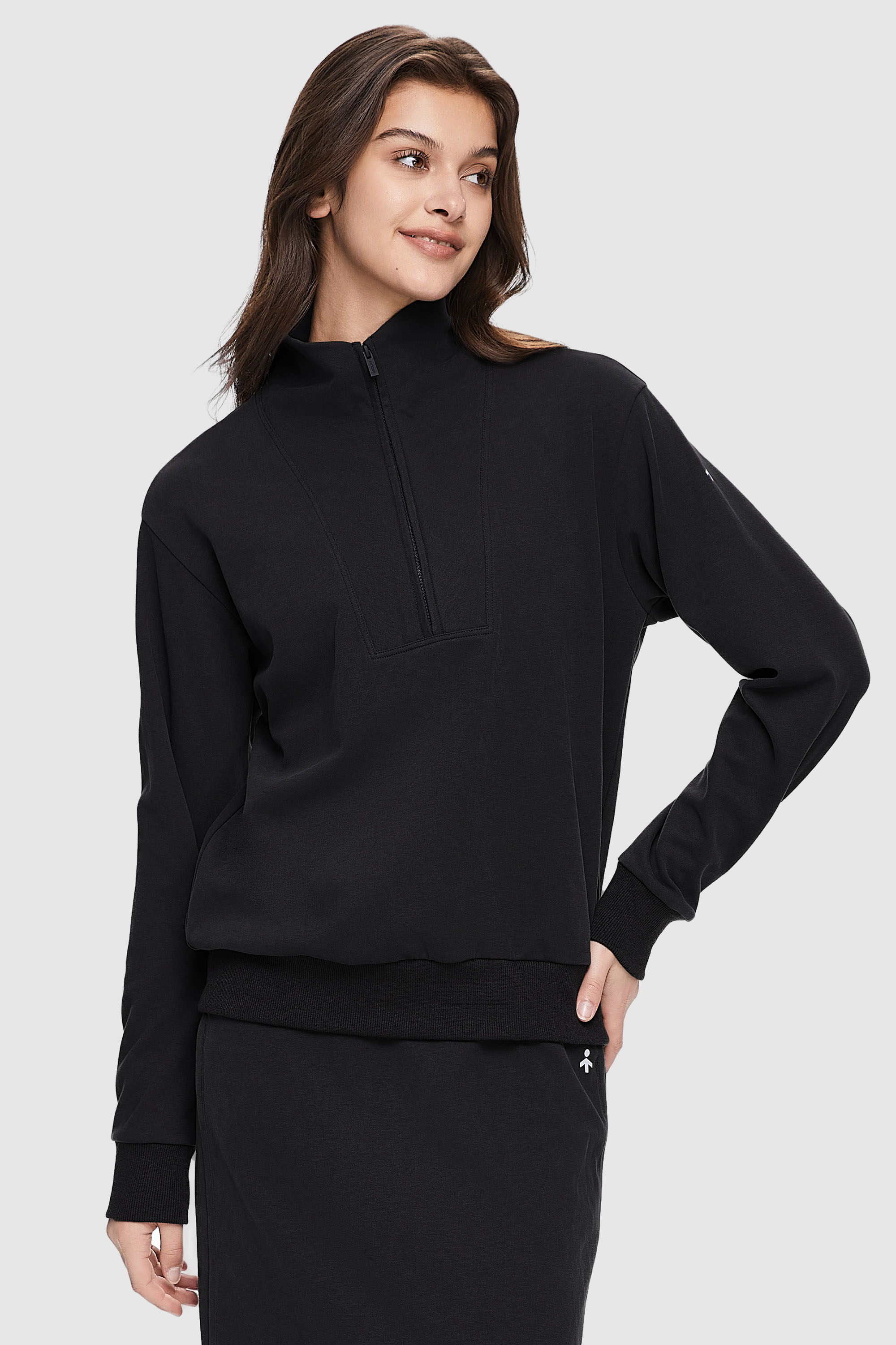 orolay Half Zip High Neck Sweatshirt - #color_black