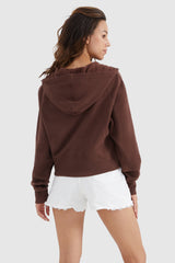 Orolay-Half-Zip Kangaroo Pocket Cropped Sweatshirt-#color_Nuthatch