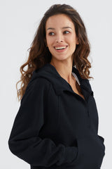 Orolay-Half-Zip Kangaroo Pocket Cropped Sweatshirt-#color_Night Sky