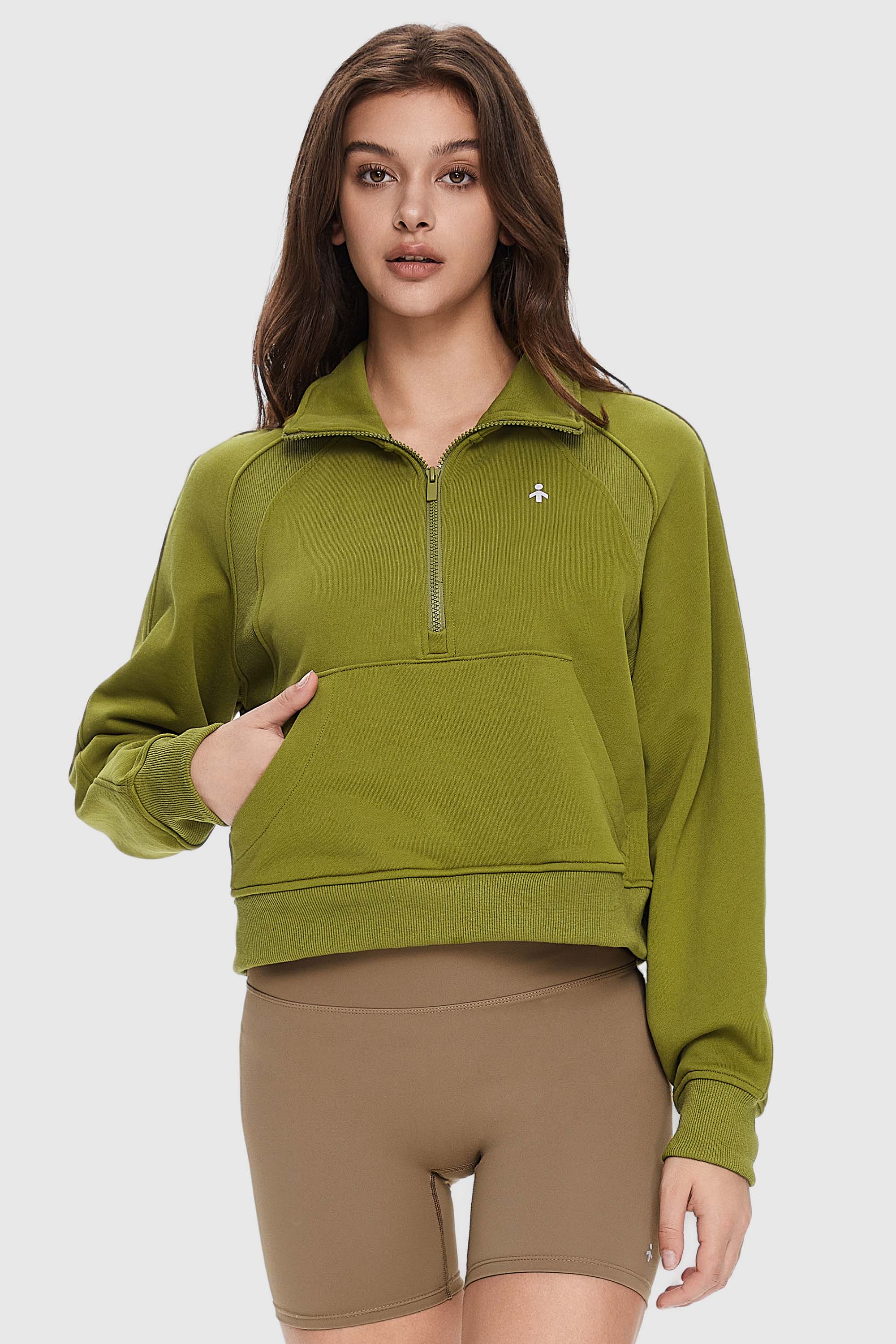 Orolay-Half-Zip Sweatshirt-Image 2 of Half-Zip Sweatshirt from Orolay - #color_Peat Moss