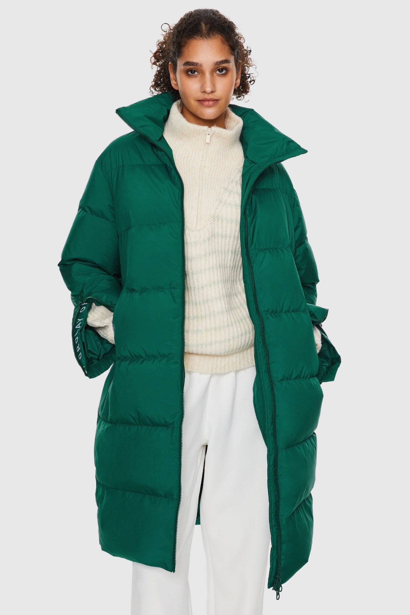 Orolay-High Collar Long-sleeve Puffer Jacket-High Collar Long - sleeve Puffer Jacket - Orolay, #color_Verdant Green