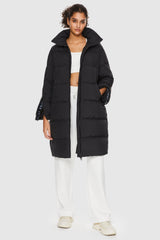 Orolay-High Collar Long-sleeve Puffer Jacket-High Collar Long - sleeve Puffer Jacket - Orolay, #color_Black