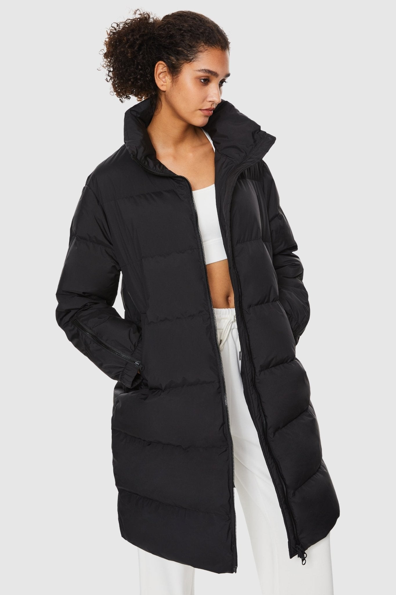 Orolay-High Collar Long-sleeve Puffer Jacket-High Collar Long - sleeve Puffer Jacket - Orolay, #color_Black